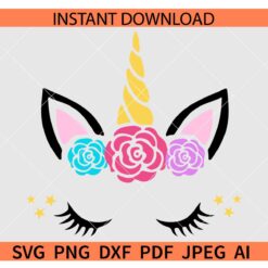 Unicorn head SVG, Unicorn Eyelashes SVG, Unicorn Face SVG 