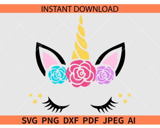 Unicorn head SVG, Unicorn Eyelashes SVG, Unicorn Face SVG 
