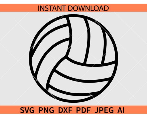 Volleyball Ball Sketch SVG, Volleyball Ball Outline SVG