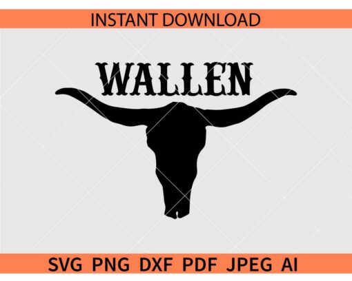Wallen bull Silhouette SVG, Bull Skull Country Western SVG