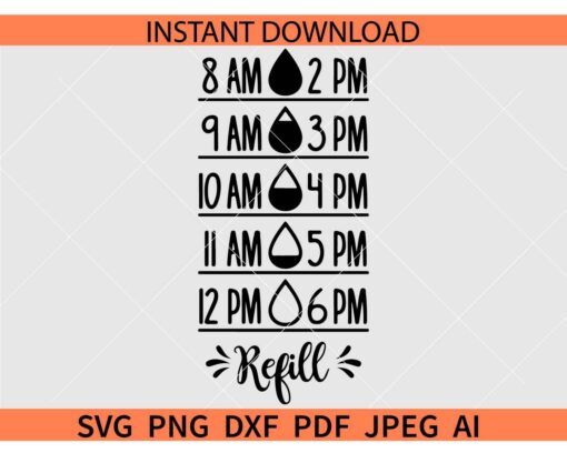Water Tracker SVG, Water Bottle SVG, Water Tracker Refill SVG, Water Bottle Fitness SVG