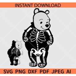 Winnie the Pooh Skeleton SVG, Halloween Winnie the Pooh Skeleton SVG