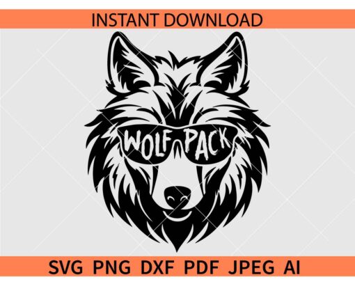 Wolf Pack Sunglasses SVG, Wolf Head Sunglasses SVG