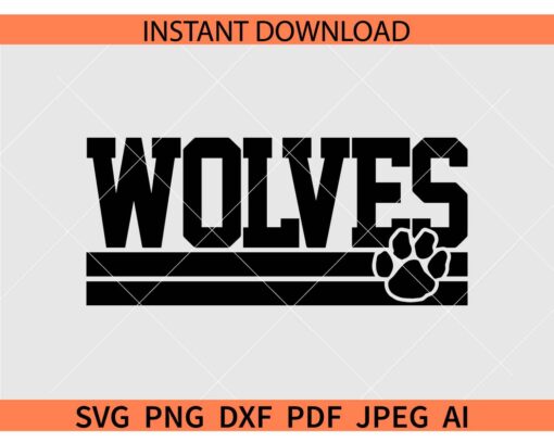 Wolves mascot SVG, Wolves mascot Paw SVG, The Wolves SVG