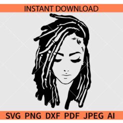 Woman with dreadlocks Silhouette SVG, Dreadlocks Woman Face SVG, Woman with dreadlocks Closing Eyes SVG