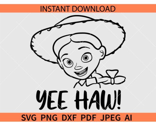 Yee Haw Jessie Toy Story SVG, Yee Haw Jessie Coloring Page SVG