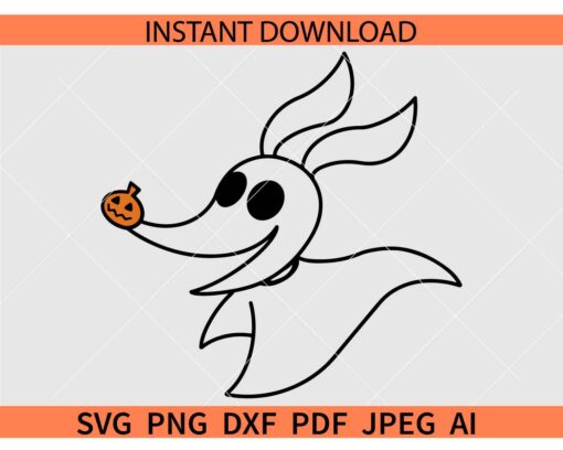 Zero Nightmare Before Christmas SVG, Zero Halloween Pumpkin SVG