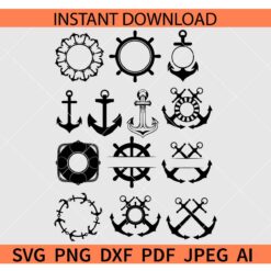 Anchor Monogram Frames SVG, Anchor Monogram Name Frames Bundle SVG