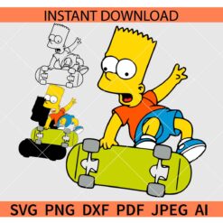 Bart Simpson Skateboard SVG, Bart Simpson Skating SVG