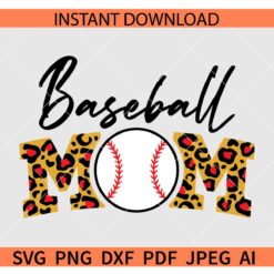 Baseball Mom SVG, Leopard Print Baseball Mom SVG