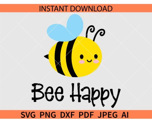 Bee Happy Cartoon SVG, Funny Insect Bee Happy SVG