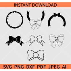 Bow Monogram Frames Bundle SVG, Bow Nameframe Bundle SVG