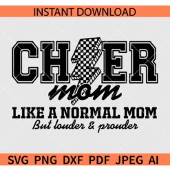 Cheer Mom Checkered Bolt SVG, Cheer Mom Like a normal mom but louder and prouder SVG