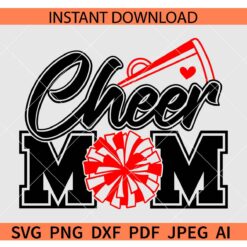 Cheer Mom Pom pom and Megaphone SVG, Cheerleading Mom Pom Pom SVG