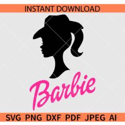 Cowboy Barbie SVG, Barbie with Cowboy Hat SVG, Cowboy Hat Barbie Ponytail SVG