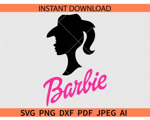 Cowboy Barbie SVG, Barbie with Cowboy Hat SVG, Cowboy Hat Barbie Ponytail SVG