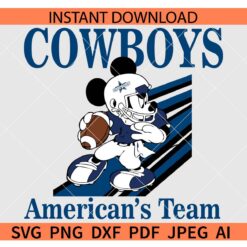 Cowboys America's Team SVG, Disney Dallas Cowboys SVG, Mickey with Football Ball Dallas SVG