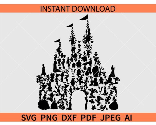 Disney castle SVG, Disney Characters castle SVG