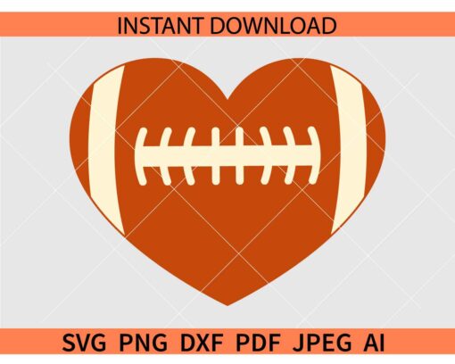 Football Ball Heart Symbol SVG, American Football Ball Heart SVG
