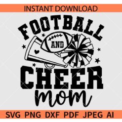 Football and Cheer Mom Megaphone SVG, Football and Cheer Mom Pom Pom SVG, Football Cheerleading Mom SVG
