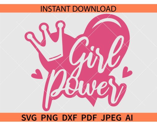 Girl power Barbie SVG, Girl power Crown SVG, Retro Girl power Barbie SVG