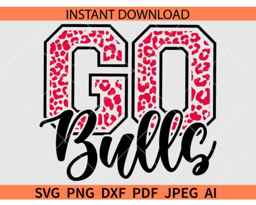  Go Bulls Leopard Print SVG, Animal Print Go Bulls SVG, The Bulls Sports SVG