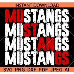 Grunge Mustangs Stacked SVG, Stacked Mustangs Distressed SVG