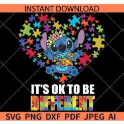Its Okay to be Different Stich Heart  SVG, Its okay to be different Heart Puzzle SVG