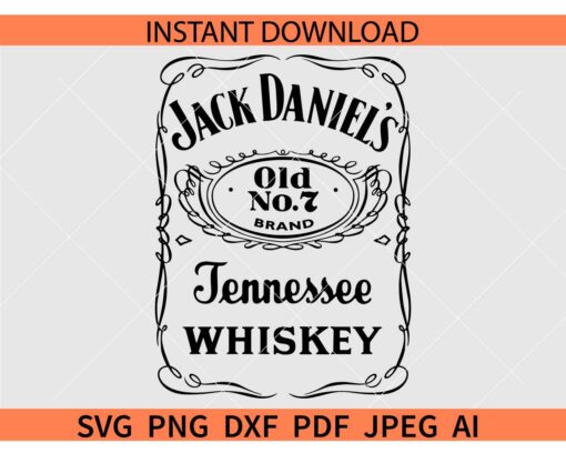 Jack Daniels SVG, Jack Daniels Jennessee Whisky SVG, Jack Daniels old No 7 Brand SVG