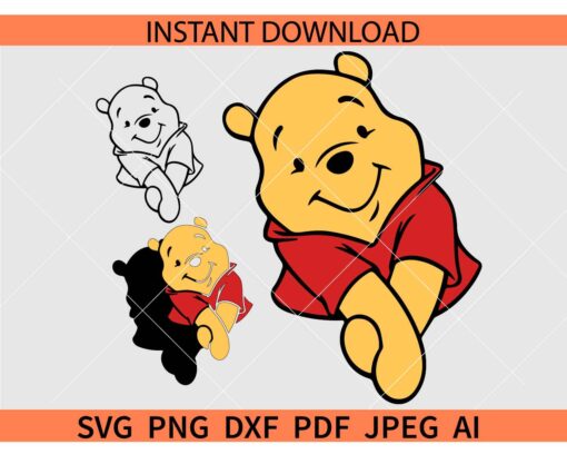  Layered Winnie the Pooh SVG,  Winnie the Pooh Folding Hands SVG