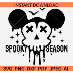 Mouse Head Spooky Season SVG, Halloween Mickey Skeleton Spooky Season SVG