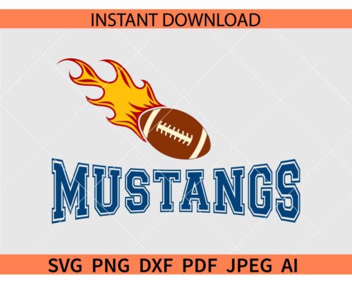 Mustangs Football Ball Flames SVG, Mustangs Football Ball Fire SVG