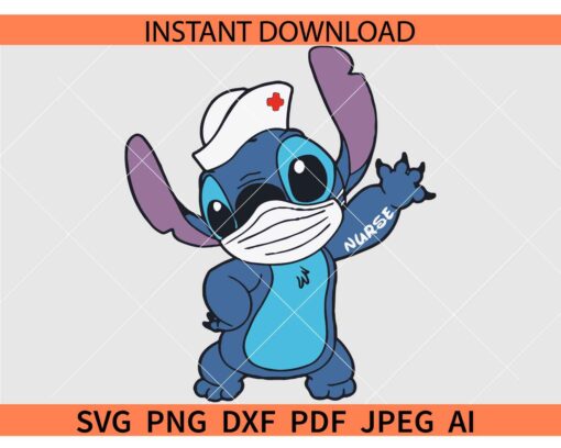 Nurse Stitch SVG, Stitch with Nurse Hat SVG