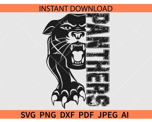 Panthers SVG, Aggressive Black Panther SVG, Distressed panthers SVG, The Panthers SVG