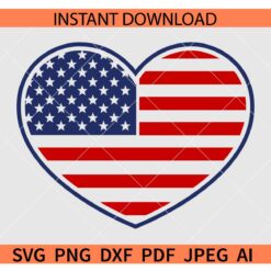 Patriotic Heart Symbol Flag SVG, 4th of July Heart Flag SVG, Love Symbol US Flag SVG, American Flag Love Heart SVG