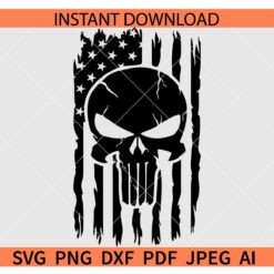 Punisher skull flag SVG, Patriotic Punisher skull SVG, 4th of July Punisher skull SVG
