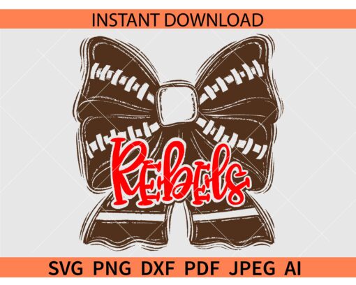 School Team Coquette Bow SVG, Team Rebels Bow SVG, The Rebels Bow SVG