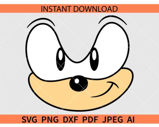 Sonic Face SVG, Sonic Head SVG