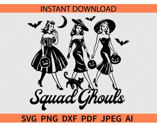 Squad Ghouls SVG, Horror Squad Ghouls Halloween Party SVG