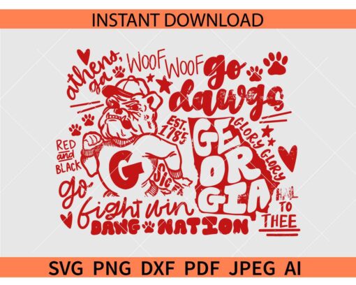University of Georgia UGA Football Design SVG, Go Bulldogs SVG, Go Dawgs SVG