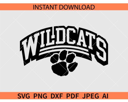 Wildcats Paw Print SVG, The Wildcats Sports SVG