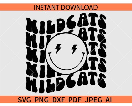 Wildcats smiley face SVG, The Wildcats Sports Smile SVG, Team Wildcats SVG