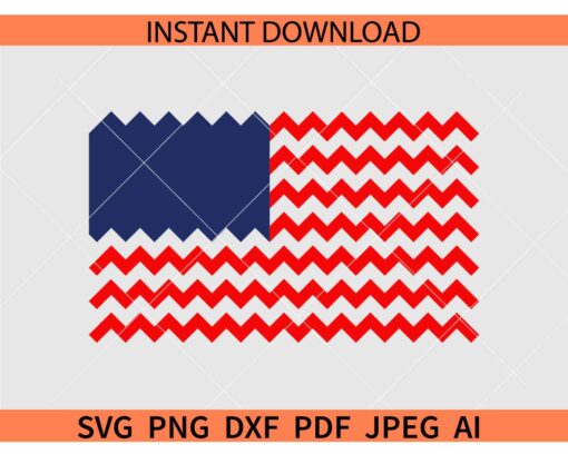 Zigzag Patriotic Flag SVG, 4th of July Flag Zig zag SVG, Zigzag US Flag SVG