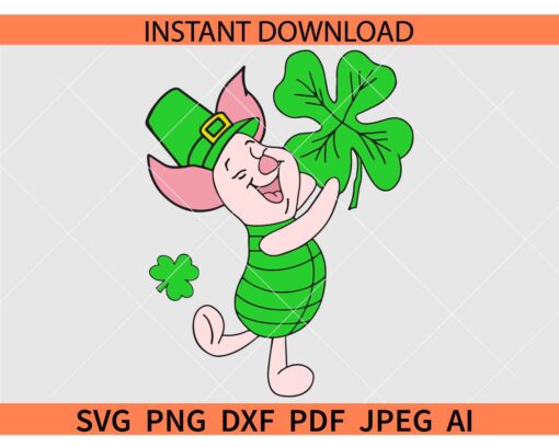 Baby Winnie the pooh clover leaf SVG, St. Patrick's Day Winnie the Pooh SVG, Shamrock Leaf Winnie the Pooh SVG