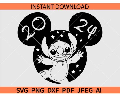 Disney Stitch SVG, Stitch inside Disney ears SVG
