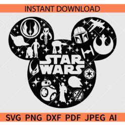 Galaxy Wars Collage Mouse SVG, Star Wars Collage Mouse SVG, Star Wars Mickey Head SVG
