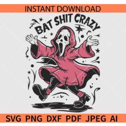 Ghostface Bat Shit Crazy SVG, Ghostface Scream SVG, Horror Killer Movie Bat Shit Crazy SVG