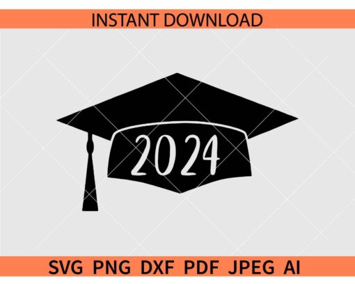 Graduation Hat 2024 SVG, 2024 Graduation Hat SVG