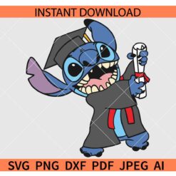 Graduation Stitch SVG, Stitch with Graduation Hat SVG, Back to School Stitch SVG