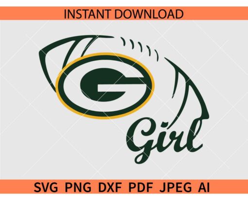 Green Bay Packers Girl SVG, Green Bay Packers Football Ball SVG